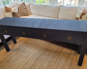 Custom Grasscloth Console Table with Drawers