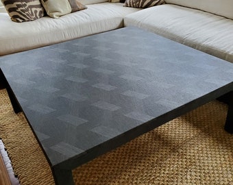 Custom Faux Grasscloth Coffee Table: Durable, Easy-Care Square Design
