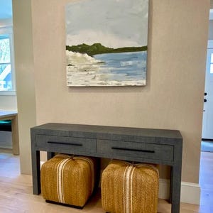 Vinyl Grasscloth Entry Table: Console Sideboard with Drawers