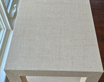 Hand Wrapped Faux Grasscloth Console Table: Custom Hallway Furniture