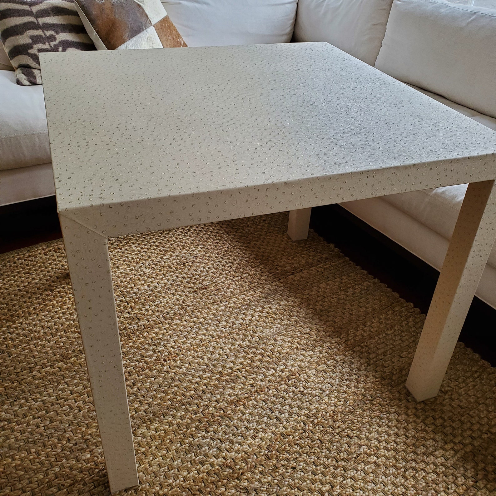 Hand Wrapped Faux Grasscloth Game Table: Parsons Style - Etsy