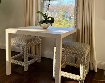 Hand Wrapped Faux Grasscloth Game Table: Custom Finish & Size