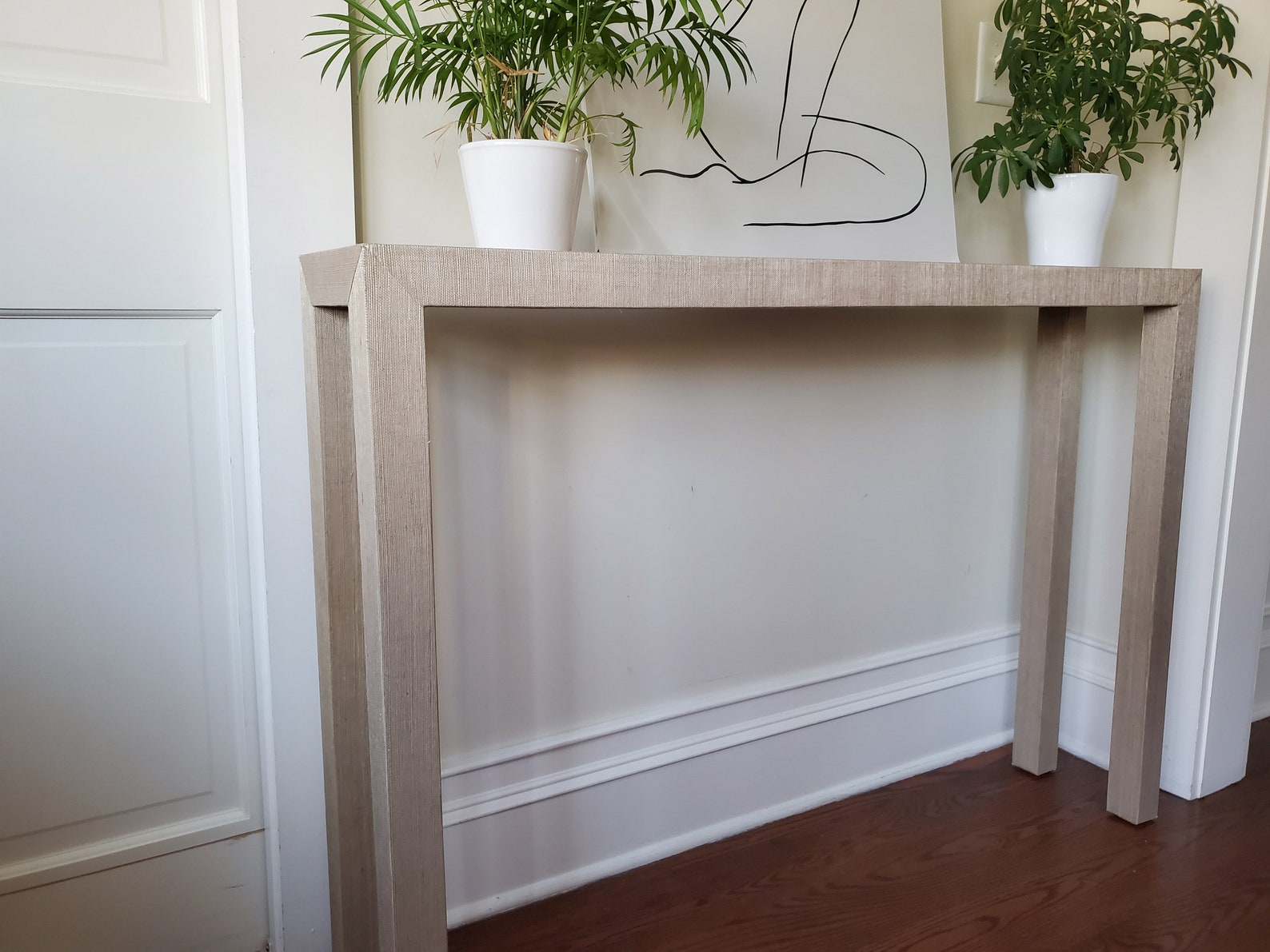 Grasscloth Wrapped Skinny Console Table Custom Built To Your Etsy