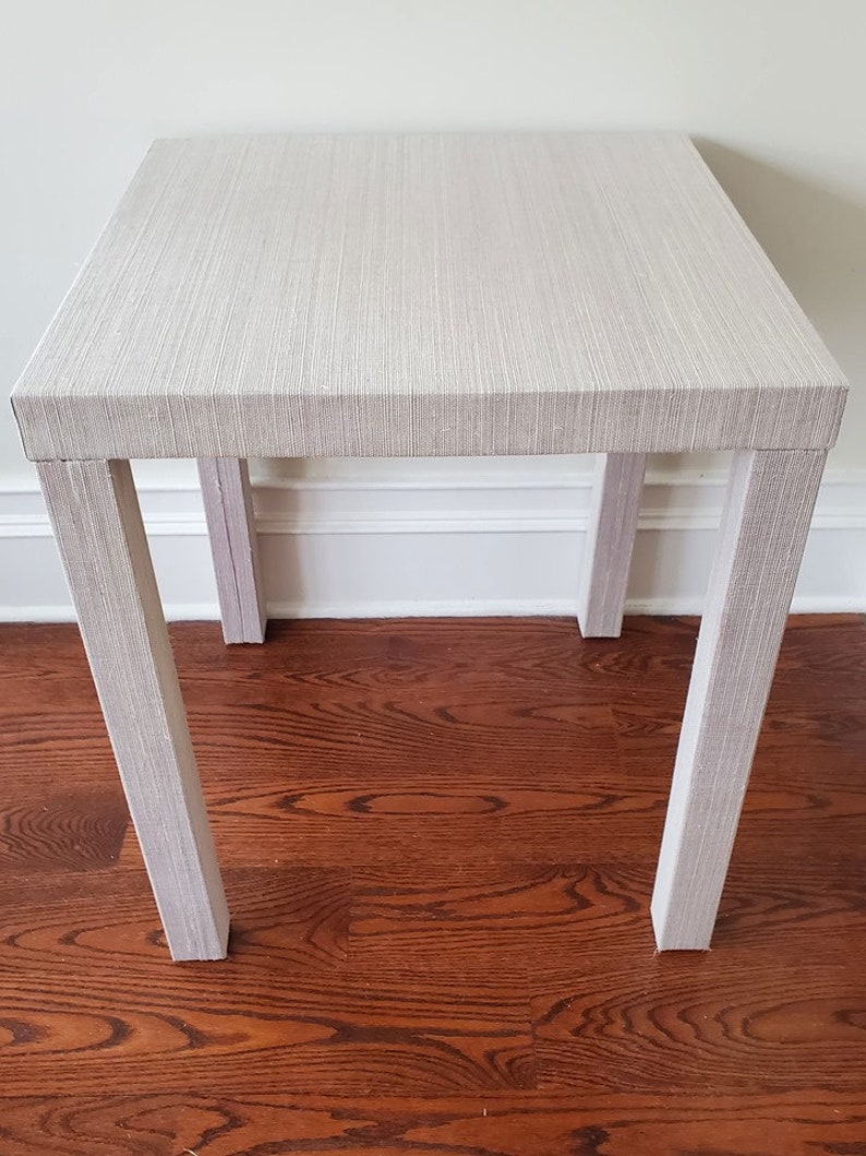 Hand Wrapped Grasscloth End Table Raffia Wrapped Side Table Etsy