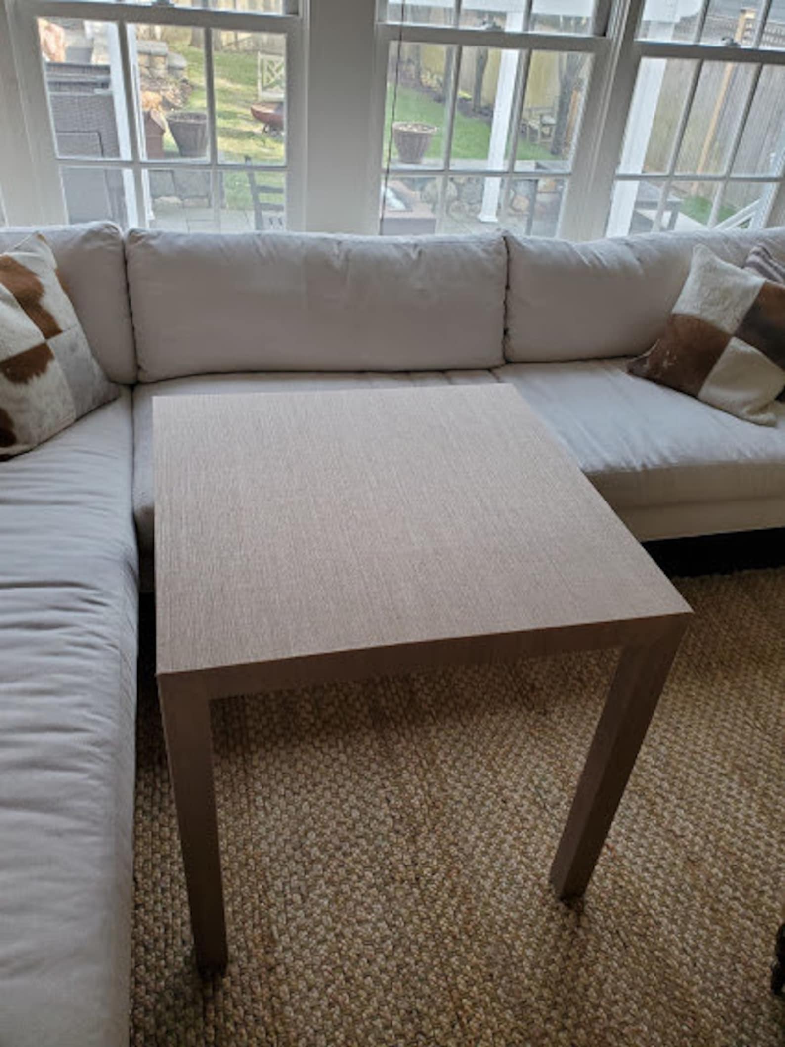 Hand Wrapped Grasscloth Game Table: Coastal Modern Parsons Table - Etsy