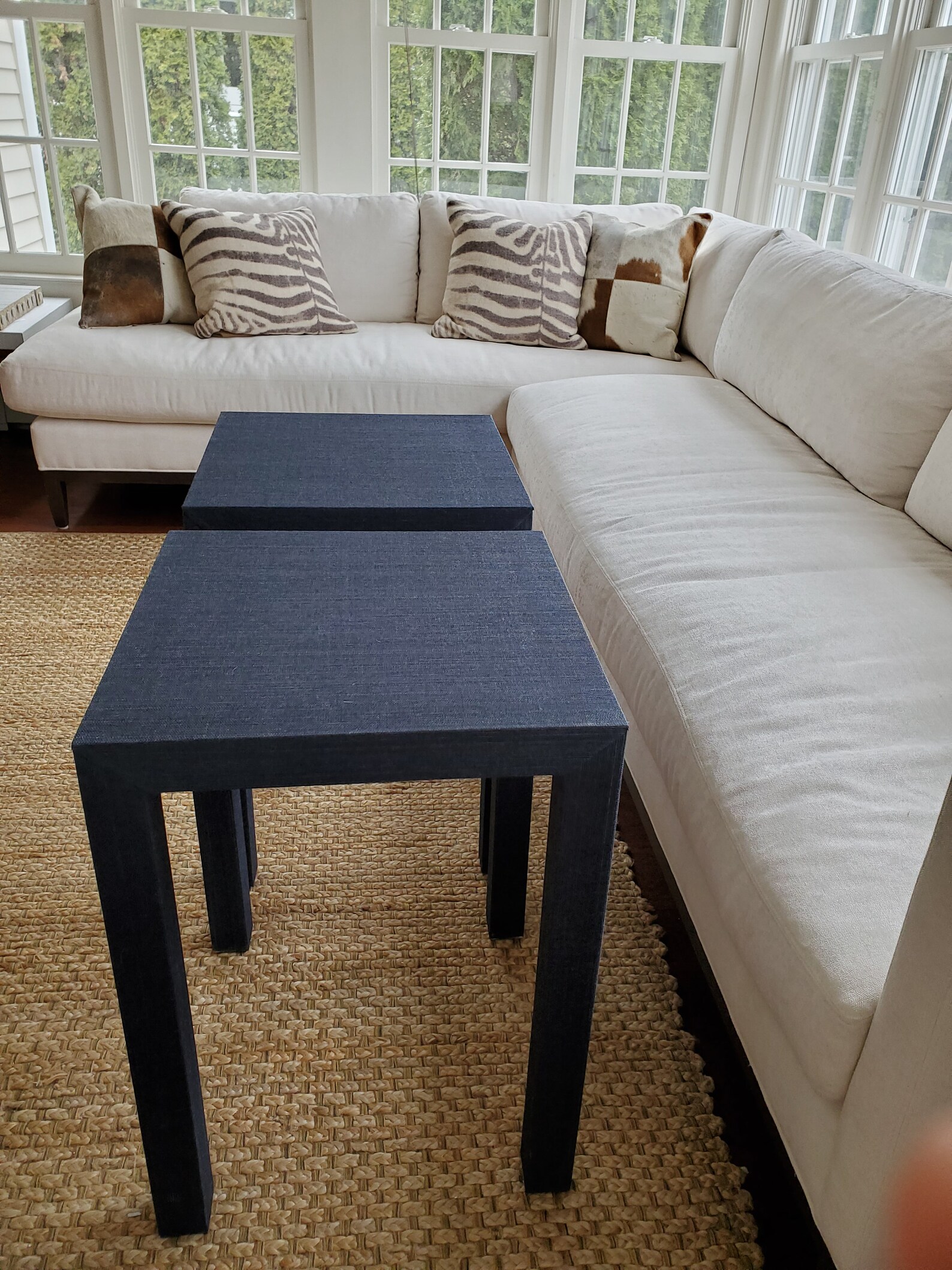 Hand Wrapped Grasscloth End Table Raffia Wrapped Side Table Etsy