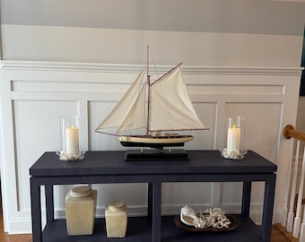 Ming Style Grasscloth Console Table with Floating Top & Shelf-Custom Made to Order