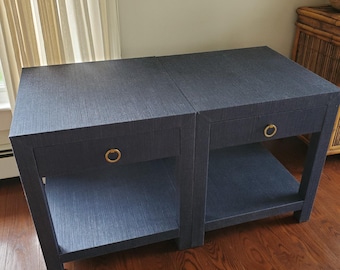 Grasscloth Nightstands - Custom made to order Custom Material- Custom Sizing- Pair of 2