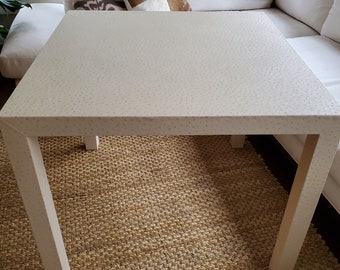 Hand Wrapped Faux Grasscloth Game Table: Parsons Style