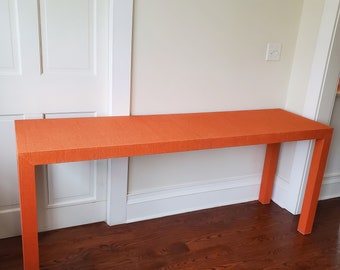Hand Wrapped Grasscloth Console Table: Custom Hallway Sofa Table