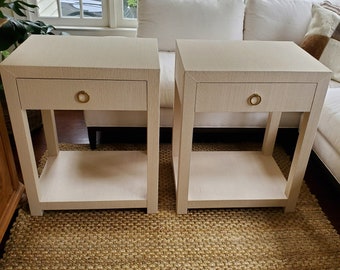 Grasscloth Nightstand Set: Custom Bedroom End Tables