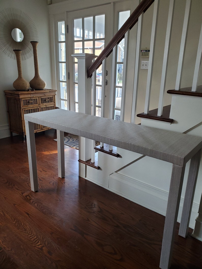 Hand Wrapped Grasscloth Console Table Raffia Wrapped Console Etsy