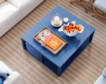 Custom Grasscloth Coffee Table: Vinyl Manila Hemp