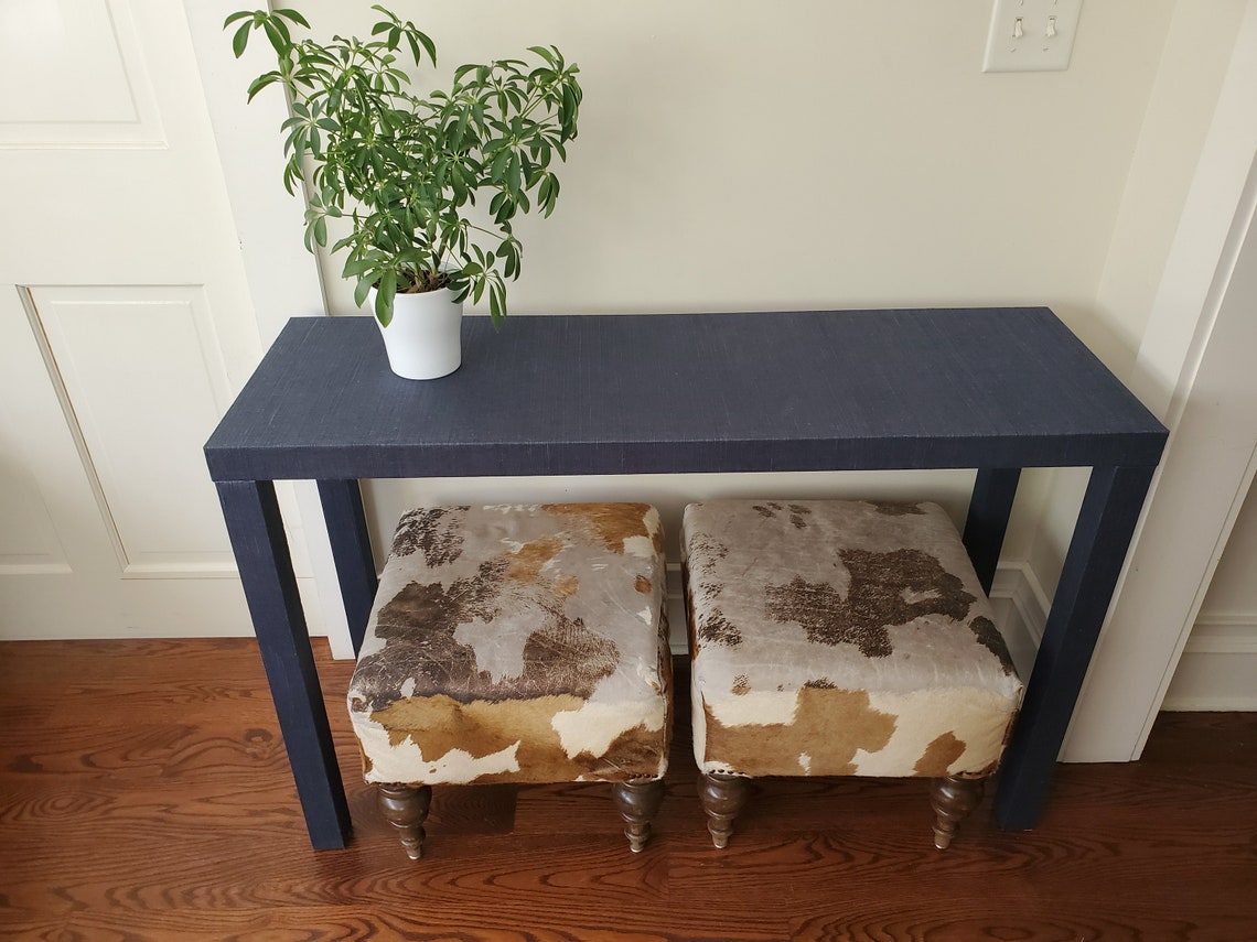 Hand Wrapped Grasscloth Console Table Raffia Wrapped Console Etsy