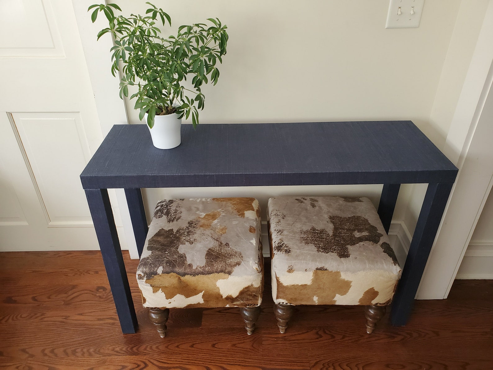 Hand Wrapped Grasscloth Console Table Raffia Wrapped Console Etsy