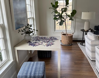 Faux Grasscloth Game Table: Hand Wrapped Vinyl Puzzle Table Majong Table