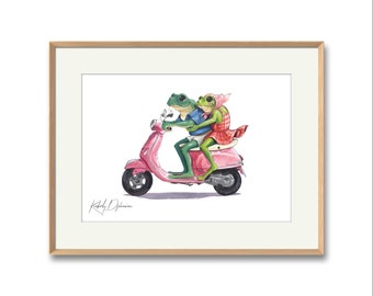 A5 Froggy couple on holiday print