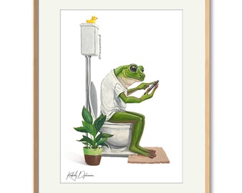 A5 Frog on Toilet print
