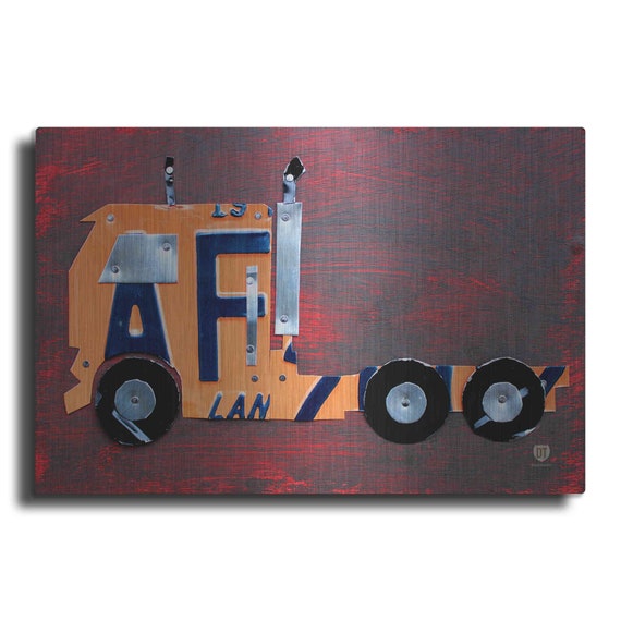 Semi Truck License Plate Art by Design Turnpike Metal Wall Etsy