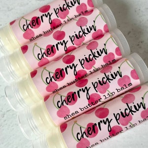 Cherry Berry Shea Butter Lip Balm, All Natural Beeswax Chapstick with Cocoa Butter, Luxury Lip Butter, Gifts, Stocking Stuffers