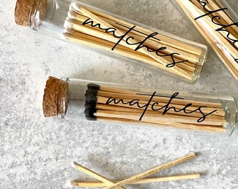 Large Safety Matches | 4" Matchsticks | Glass Bottle with Cork Lid | Long Fireplace Matches | Candle Accessories | Home Decor and Gifts