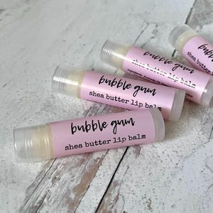 Pink Bubblegum Shea Butter Lip Balm, All Natural Chapstick, Beeswax Lip Balm with Cocoa Butter, Luxury Lip Butter, Party Favors, Gifts
