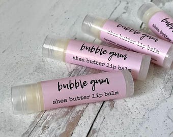 Pink Bubblegum Shea Butter Lip Balm, All Natural Chapstick, Beeswax Lip Balm with Cocoa Butter, Luxury Lip Butter, Party Favors, Gifts