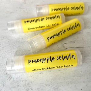 Pineapple Colada Shea Butter Lip Balm, All Natural Chapstick, Beeswax Lip Balm with Cocoa Butter, Luxury Lip Butter, Gifts, Party Favors