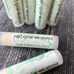 Pistachio Ice Cream Shea Butter Lip Balm | All Natural Chapstick, Beeswax, Cocoa Butter, Shea Butter, Avocado Oil, Luxury Lip Butter, Gifts