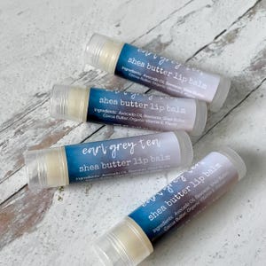 Earl Grey Tea Shea Butter Lip Balm, All Natural Chapstick, Beeswax Lip Balm with Cocoa Butter, Luxury Lip Butter, Party Favors, Gifts