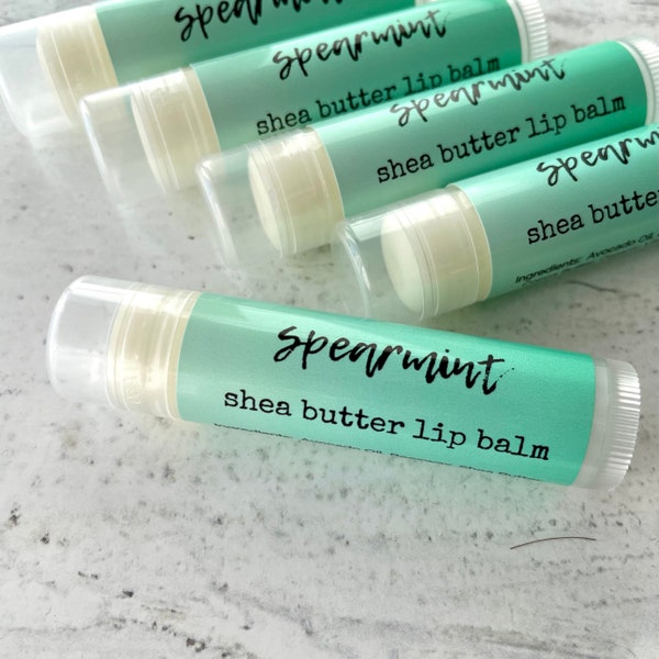 Spearmint Shea Butter Lip Balm, All Natural Beeswax Chapstick, Essential Oil Lip Balm, Luxury Lip Butter, Gifts, Stocking Stuffers