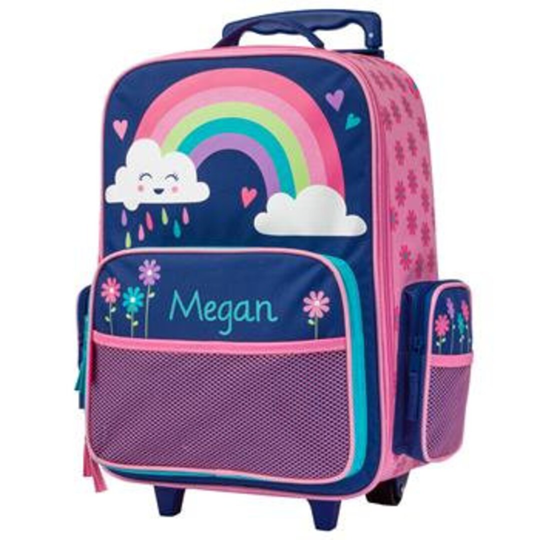 Girls Rolling Luggage for Kids, Personalized Rolling Suitcase, Rainbow