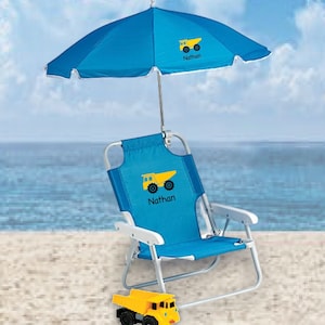 BABY BEACH CHAIR personalized toddler chair first birthday gift Pool chair Dump truck chair personalized beach chair child folding chair