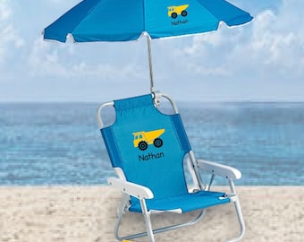 BEACH CHAIR Baby/New Designs/Dump truck kids chair/personalized beach chair/beach chair/kids folding chair/umbrella chair/ chair for kids