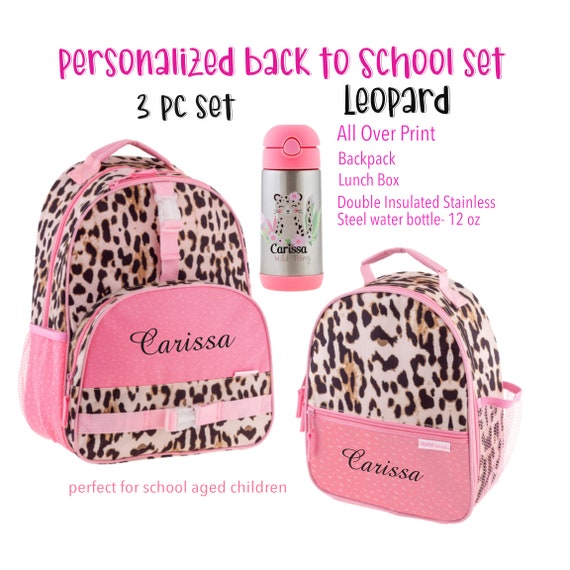 Girls Lunch Box Set/kids Leopard Backpack/girls 3 Pc Personalized