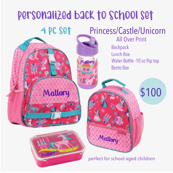GIRLS Princess Lunch Box Set/Kids Backpack/Back to | Etsy