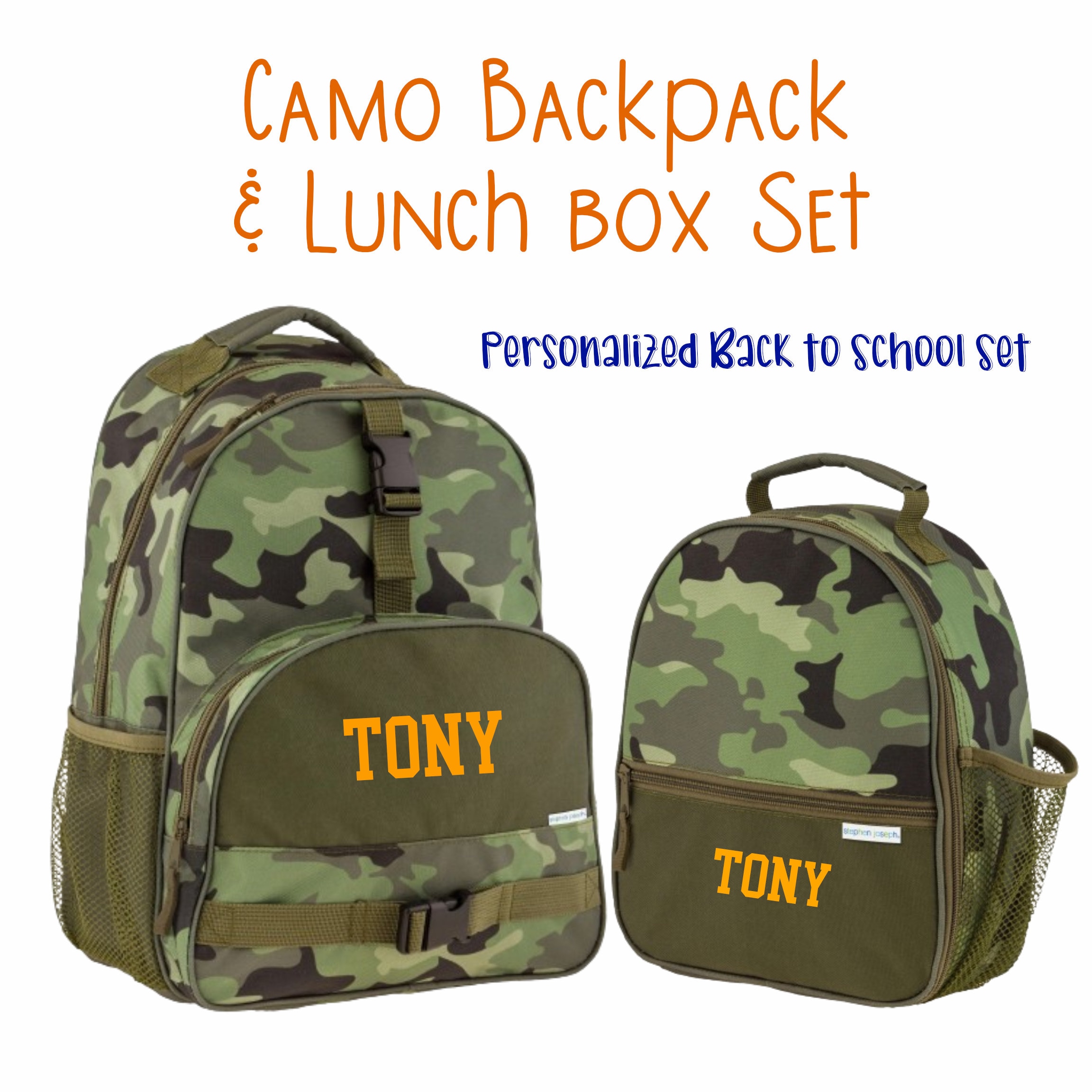 Camo Backpack And Lunchbox Set Boys Backpack With Lunch Box, Camo