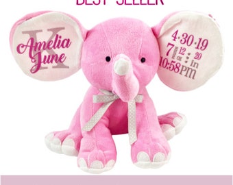 Personalized Baby Elephant Keepsake: Birth Announcement Gift