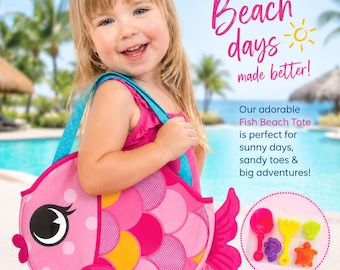 Kids Beach Tote: Adorable Designs with Sand Toys - Can be personalized