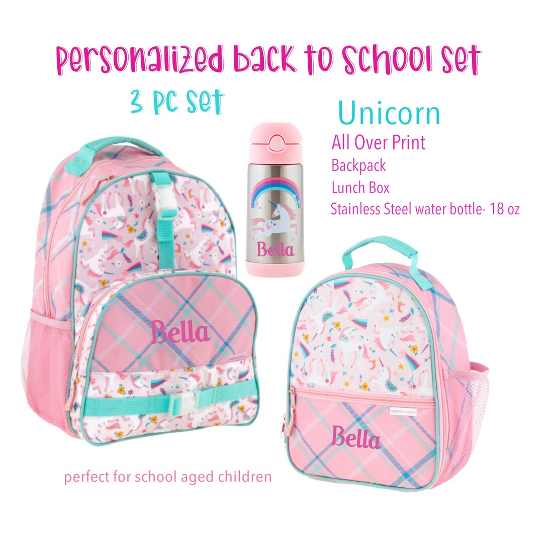 Personalized Unicorn Backpack Lunch Box Set: Girls Back to School - Etsy