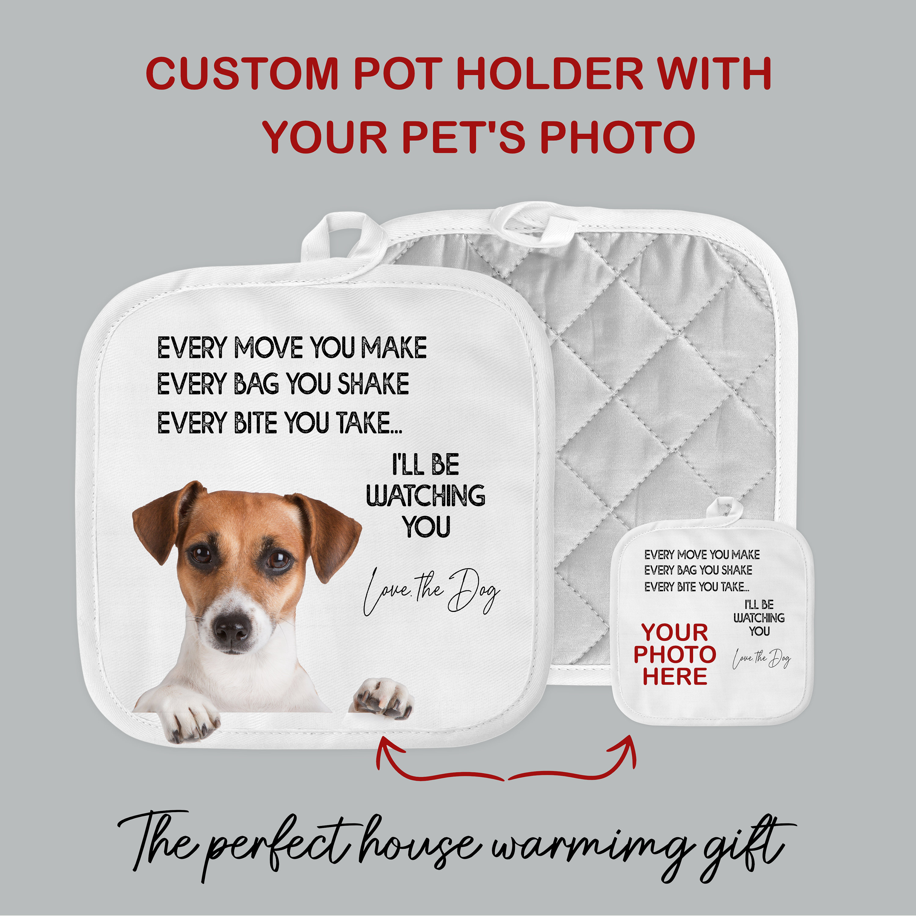 Adorable Handmade Embroidered 3 Piece Dog Puppy Pot Holder Set