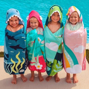 Kids Hooded Towel: Soft Cotton Velour Beach & Bath Towel