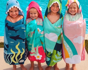 Kids Hooded Towel: Soft Cotton Velour Beach & Bath Towel