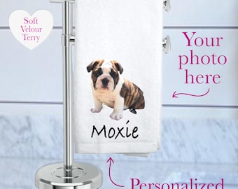Personalized Pet Photo Hand Towel: Custom Dog Gift