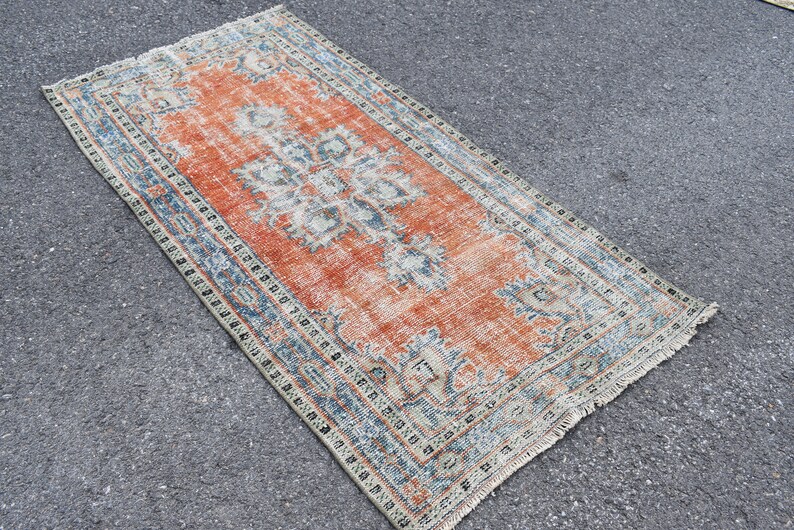 Wedding decor Vintage handmade rug 2.8 x 5.5 ft TV1741 Turkish boho decor Orange area rug Tribal oushak rug Home decor Bedroom rug