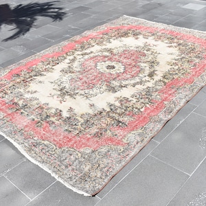 Turkish rug, Large area rug, Livingroom rug, Farmhouse decor, Vintage oriental rug, Wool rug, Bohemian rug, Boho decor, 6.2 x 9.4 ft TVR0625