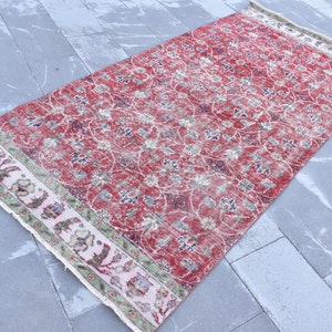Turkish rug, Vintage rug, Handmade rug, Entryway rug, Runner rug, Oushak rug, Oriental rug, Home decor, Bohemian rug, 4.1 x 8.9 ft TVR0948