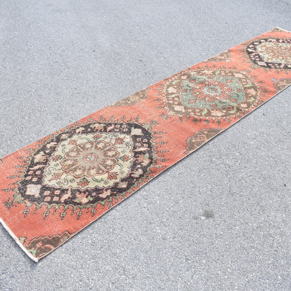 Alfombra turca, Alfombra de corredor vintage, Alfombra de entrada, Decoración del hogar, Alfombra de pasillo, Alfombra oriental, Alfombra boho, Alfombra de pasillo, Alfombra de lana, 2,7 x 11,9 pies TV5190
