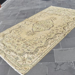 Turkish handmade rug, Vintage large area rug, Boho home decor, Diningroom rug, Carpet, Oushak rug, Oriental rug, Rug, 4.9 x 8.8 ft TVR1521