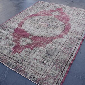 Oushak muted rug, Turkish handmade rug, Vintage wool rug, Oriental area rug, Livingroom decor, Bohemian rug, Home decor 7.0 x 9.6 ft TV5489